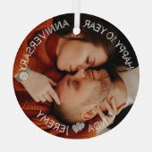 OM HET EVEN WELK JAAR Happy Jubileum Custom Afbeel Glas Ornament (Achterkant)