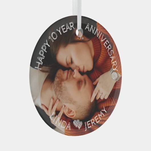 OM HET EVEN WELK JAAR Happy Jubileum Custom Afbeel Glas Ornament (Voorkant Rechts)