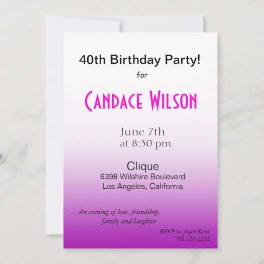 Om het even welk paars van de Partij van het Doel Kaart (Achterkant)