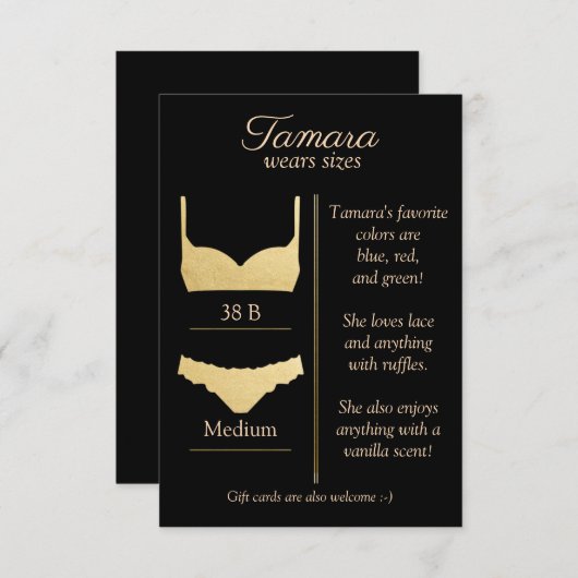 OM HET EVEN WELKE ACHTERGRONDKLEUR: Lingeriegroott Informatiekaartje (Voorkant / Achterkant)