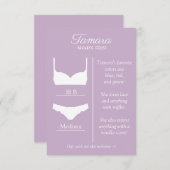 OM HET EVEN WELKE ACHTERGRONDKLEUR: Lingeriegroott Informatiekaartje (Voorkant / Achterkant)