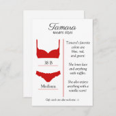 OM HET EVEN WELKE ACHTERGRONDKLEUR: Lingeriegroott Informatiekaartje (Voorkant / Achterkant)