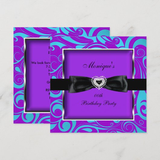 Om het even welke Age Birthday Party Paarse Blauwg Kaart (Voorkant / Achterkant)