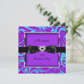 Om het even welke Age Birthday Party Paarse Blauwg Kaart (Staand voorkant)