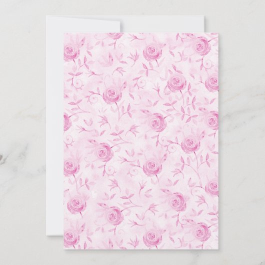 Om het even welke Age Floral Pink Rose 90th Manusc Kaart (Achterkant)