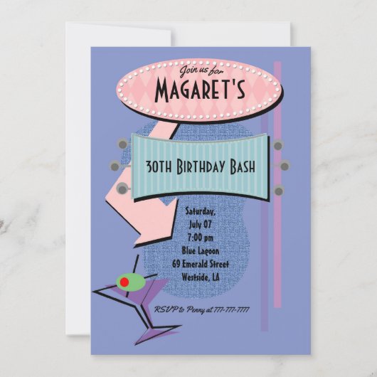 OM HET EVEN WELKE AGE Retro Birthday Cocktail Part Kaart (Voorkant)