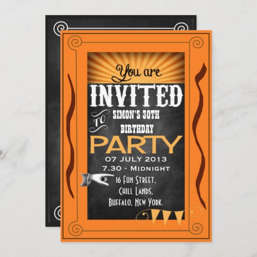 OM HET EVEN WELKE AGE Retro Chalkboard Birthday Pa Kaart (Voorkant / Achterkant)