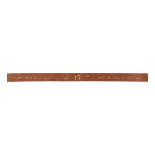 OM HET EVEN WELKE AGE Terracotta Personalized Birt Satijnen Lint (Voorkant)