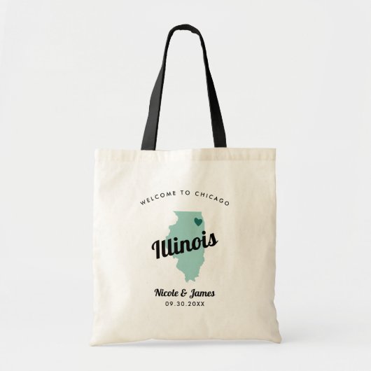 Om het even welke Colour Illinois Map Wedding Welc Tote Bag (Voorkant)
