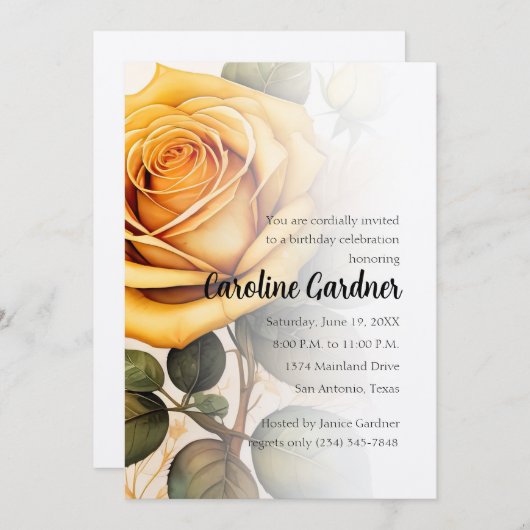 Om het even welke Gele Rozen van de Uitnodiging va (Voorkant / Achterkant)