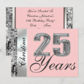 Om het even welke kleur & 25 jaar Uitnodiging van  (Voorkant / Achterkant)