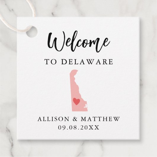 Om het even welke Kleur Delaware Weduwwelkomsttas Bedankjes Labels (Voorkant)