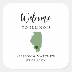 Om het even welke Kleur Illinois Weduwwelkomsttas Vierkante Sticker