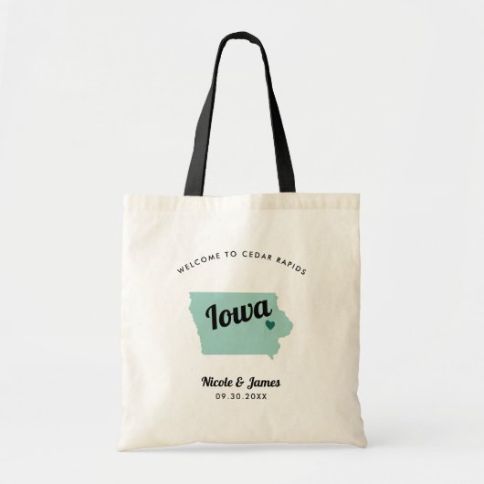 Om het even welke Kleur Iowa Kaart Welkomsttas van Tote Bag (Voorkant)