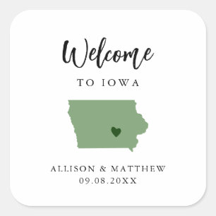Om het even welke Kleur Iowa Weduwwelkomsttas of D Vierkante Sticker