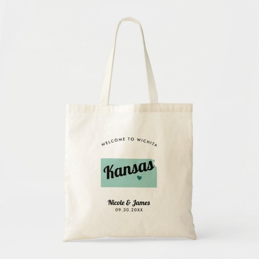Om het even welke Kleur Kansas Kaart Welkome Canva Tote Bag