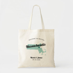 Om het even welke Kleur Massachusetts Kaart Weddin Tote Bag