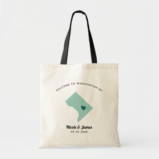 Om het even welke Kleur Washington DC Kaart Welkom Tote Bag (Voorkant)