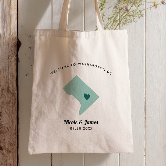 Om het even welke Kleur Washington DC Kaart Welkom Tote Bag