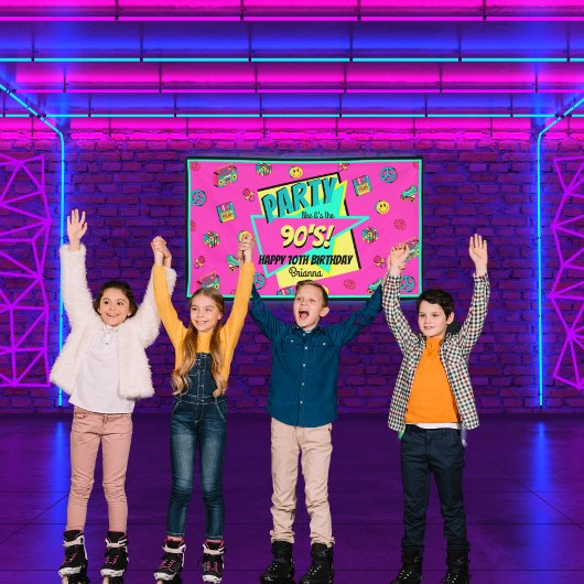 OM HET EVEN WELKE LEEFTIJD 90 retro gepersonalisee Spandoek