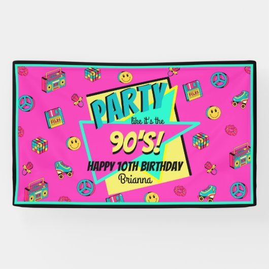 OM HET EVEN WELKE LEEFTIJD 90 retro gepersonalisee Spandoek (Horizontaal)