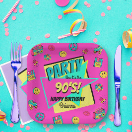 OM HET EVEN WELKE LEEFTIJD 90 retro verjaardagsfee Papieren Bordje