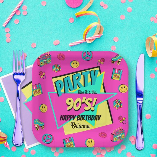 OM HET EVEN WELKE LEEFTIJD 90 retro verjaardagsfee Papieren Bordje