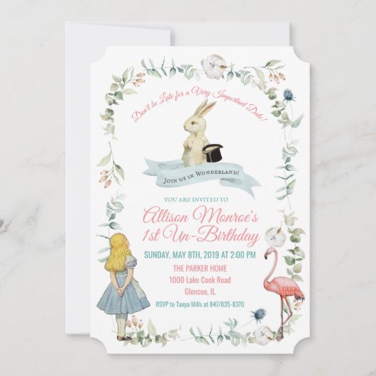 OM HET EVEN WELKE LEEFTIJD - Alice in de Uitnodigi Kaart (Voorkant)