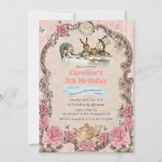 OM HET EVEN WELKE LEEFTIJD - Alice in de Uitnodigi Kaart (Voorkant)