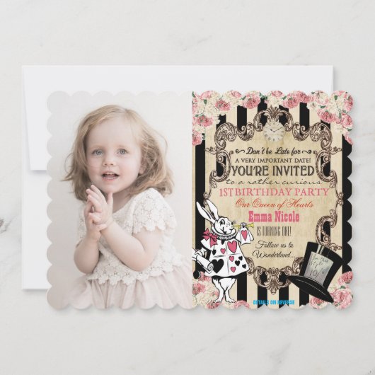 OM HET EVEN WELKE LEEFTIJD - Alice in de Uitnodigi Kaart (Voorkant)