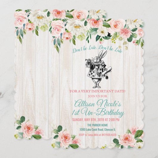 OM HET EVEN WELKE LEEFTIJD - Alice in de Uitnodigi Kaart (Voorkant / Achterkant)