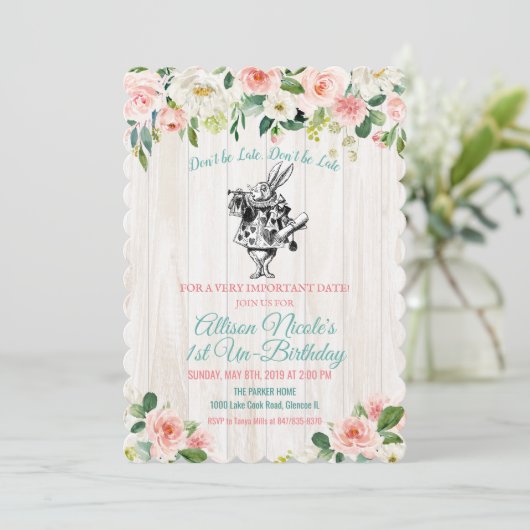 OM HET EVEN WELKE LEEFTIJD - Alice in de Uitnodigi Kaart (Staand voorkant)