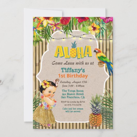 OM HET EVEN WELKE LEEFTIJD - Aloha Luau Tropical B Kaart (Voorkant)