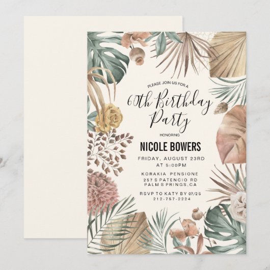 OM HET EVEN WELKE LEEFTIJD - Boho Floral Birthday  Kaart (Voorkant / Achterkant)