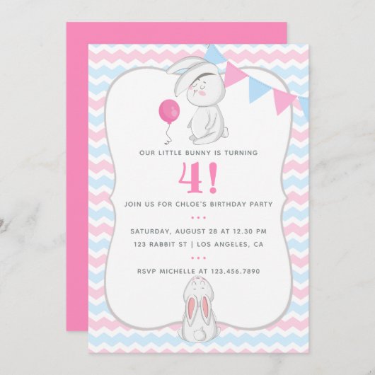 Om het even welke Leeftijd Bunny de Uitnodiging va (Voorkant / Achterkant)