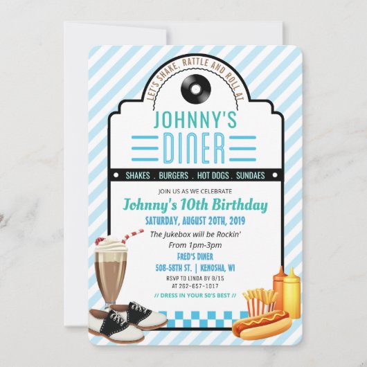 OM HET EVEN WELKE LEEFTIJD - de Retro Diner Birthd Kaart (Voorkant)