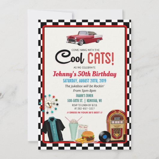 OM HET EVEN WELKE LEEFTIJD - de Retro Diner Birthd Kaart (Voorkant)