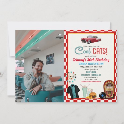 OM HET EVEN WELKE LEEFTIJD - de Retro Diner Birthd Kaart (Voorkant)