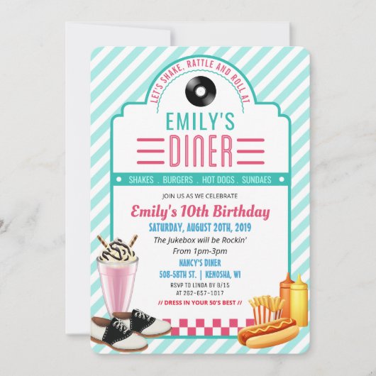 OM HET EVEN WELKE LEEFTIJD - de Retro Diner Birthd Kaart (Voorkant)