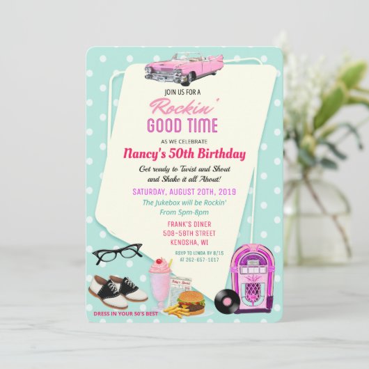 OM HET EVEN WELKE LEEFTIJD - de Retro Diner Birthd Kaart (Staand voorkant)