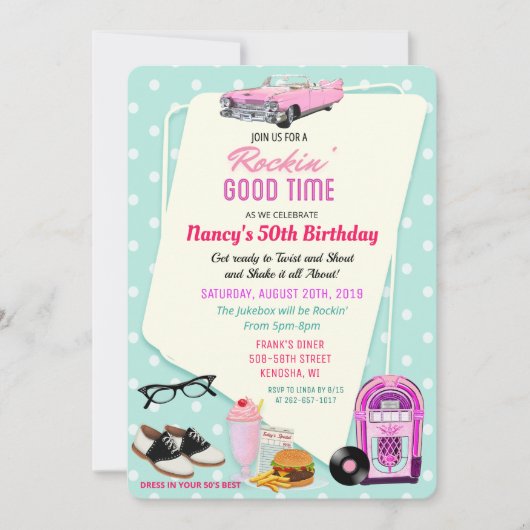 OM HET EVEN WELKE LEEFTIJD - de Retro Diner Birthd Kaart (Voorkant)