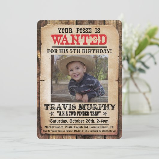 OM HET EVEN WELKE LEEFTIJD - Gezochte uitnodiging (Staand voorkant)