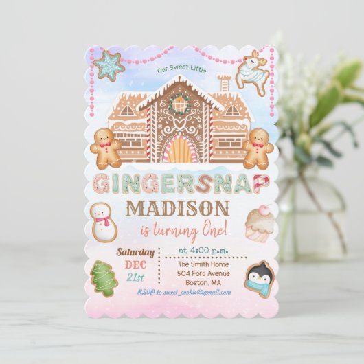 OM HET EVEN WELKE LEEFTIJD - Gingerbrood Uitnodigi Kaart (Staand voorkant)