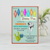 OM HET EVEN WELKE LEEFTIJD - Retro Bowling Birthda Kaart (Staand voorkant)