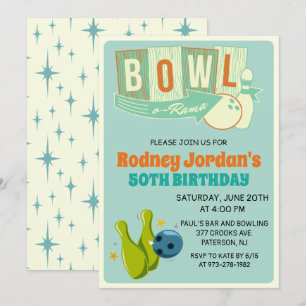 OM HET EVEN WELKE LEEFTIJD - Retro Bowling Birthda Kaart