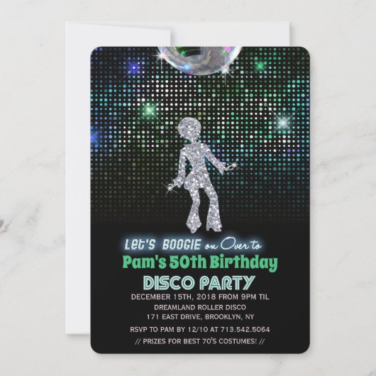 OM HET EVEN WELKE LEEFTIJD - Retro Disco de Uitnod Kaart (Voorkant)