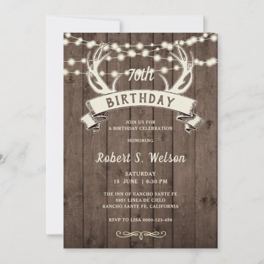 OM HET EVEN WELKE LEEFTIJD Rustic Antlers Banner M Kaart (Voorkant)