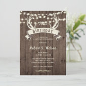 OM HET EVEN WELKE LEEFTIJD Rustic Antlers Banner M Kaart (Staand voorkant)