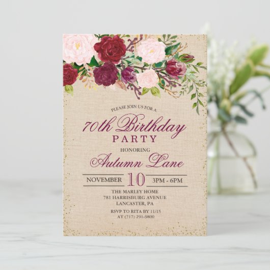 OM HET EVEN WELKE LEEFTIJD -  uitnodiging van Flor (Staand voorkant)