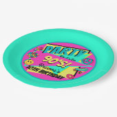 OM HET EVEN WELKE LEEFTIJD van 90 blauwgroen roze  Papieren Bordje (Gekanteld)